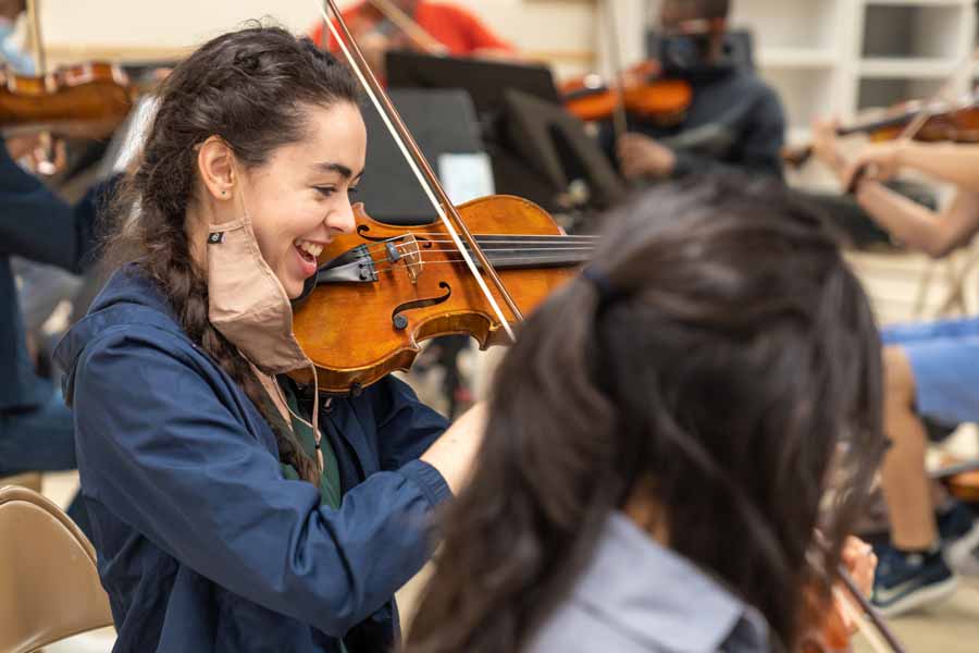 Photo of music students in a classroom